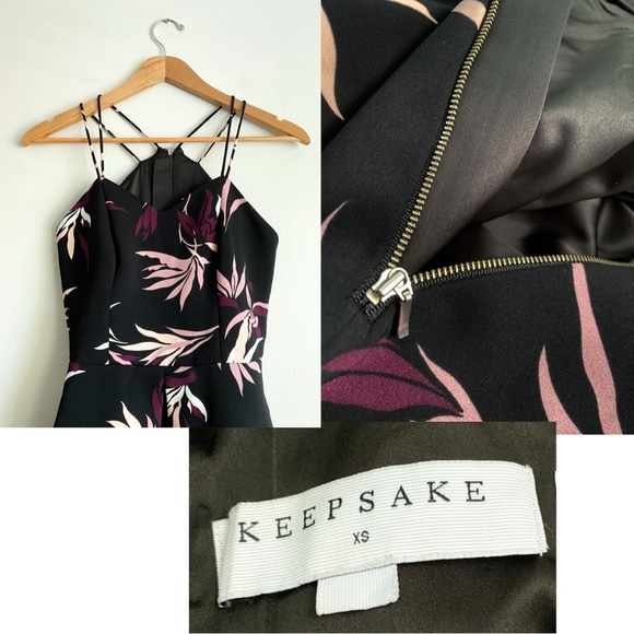 ANTHROPOLOGIE KEEPSAKE The Label Black Pink Black Fit Flare Fiction Dress Floral - Picture 9 of 10